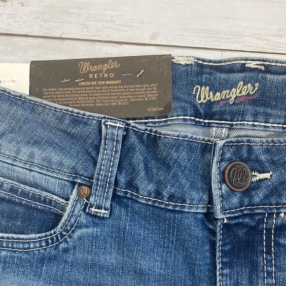Wrangler Retro Women's Mid-Rise Denim Flare Leg Jeans Pants Size 9 X 32 - Picture 5 of 8